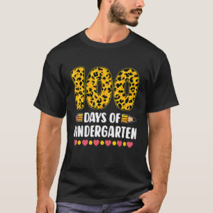 100th Day Of Kindergarten Teacher Leopard 100 Days T-Shirt