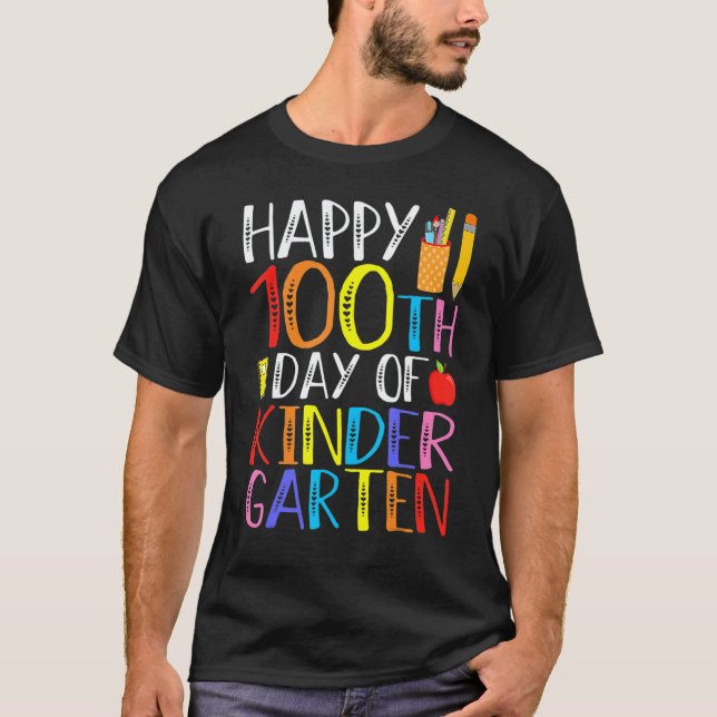 100th Day Of Kindergarten Teachers Kids 100 Days O T-Shirt (Front)