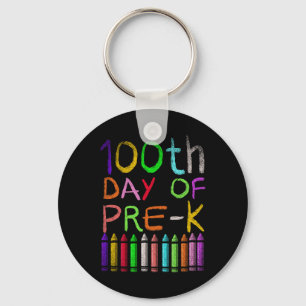 100th Day Of Pre K Student Gift Happy 100 Days Of Key Ring