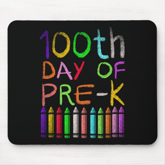 100th Day Of Pre K Student Gift Happy 100 Days Of  Mouse Mat (Front)
