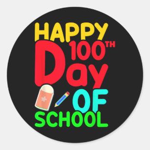 100th Day Of School 100 Days Cute Students Boys Gi Classic Round Sticker