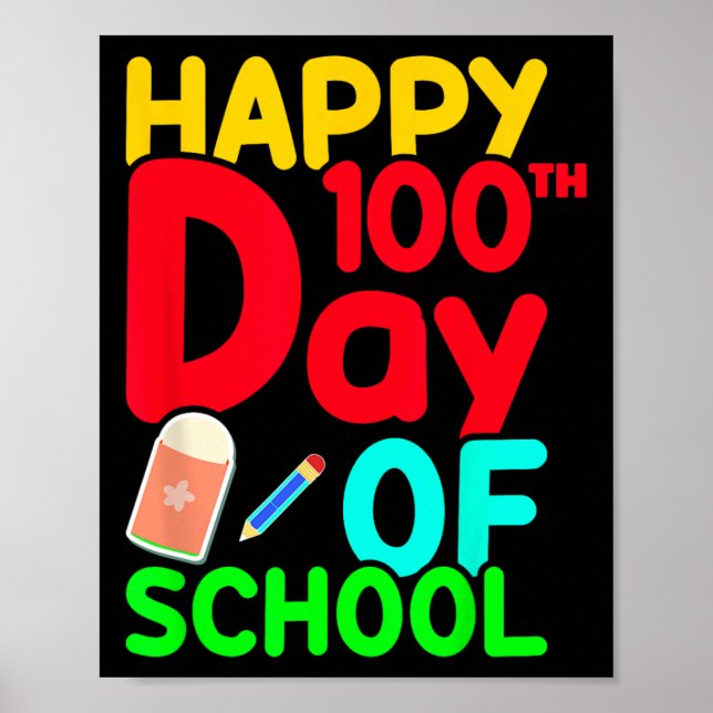 100th Day Of School 100 Days Cute Students Boys Gi Poster (Front)
