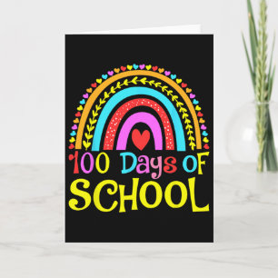 100th Day Of School 100 Days Of School Retro Rainb Card
