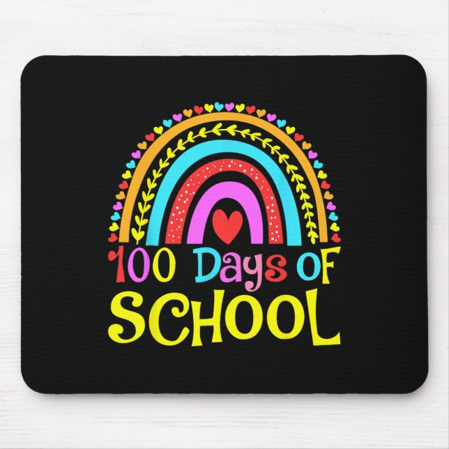 100th Day Of School 100 Days Of School Retro Rainb Mouse Mat (Front)
