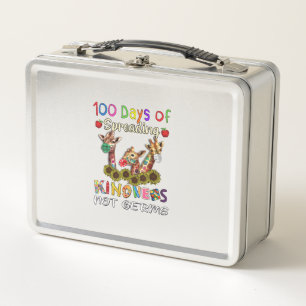 100th Day of School 100 Days Of Spreading Kindness Metal Lunch Box