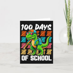 100th Day Of School 100 Days School Truck Dinosaur Card