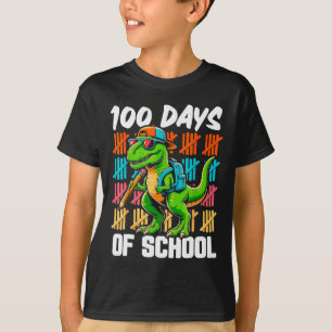 100th Day Of School 100 Days School Truck Dinosaur T-Shirt