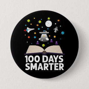 100th Day Of School 100 Days Smarter Books Space  7.5 Cm Round Badge