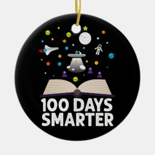 100th Day Of School 100 Days Smarter Books Space Ceramic Tree Decoration