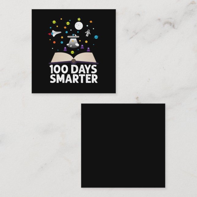 100th Day Of School 100 Days Smarter Books Space  Square Business Card (Front/Back)