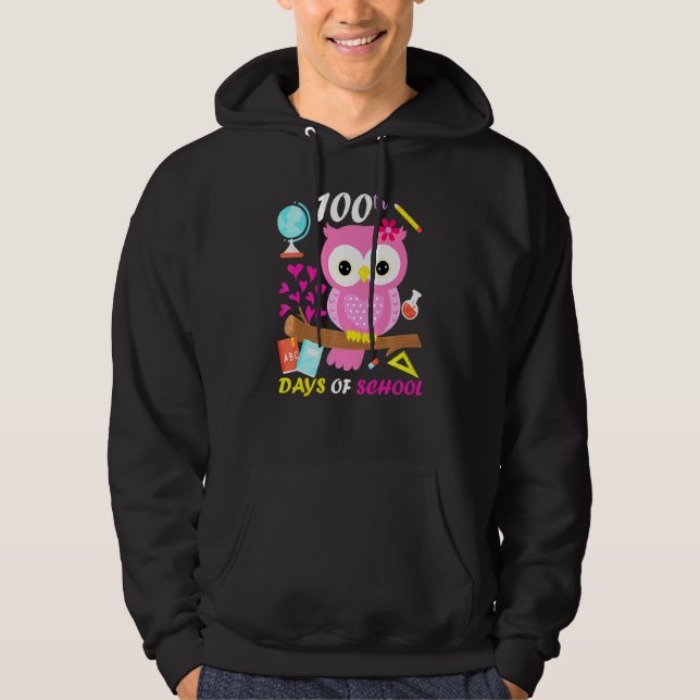 100th Day Of School 100 Days Smarter Cute Owl Love Hoodie (Front)