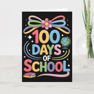 100th Day Of School 100 Days Teacher Coquette Bow Card