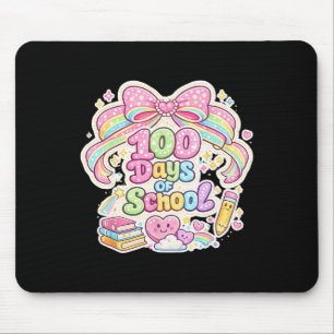 100th Day Of School 100 Days Teacher Coquette Bow Mouse Mat