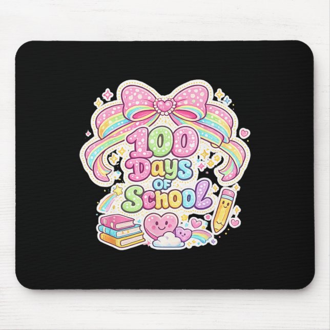 100th Day Of School 100 Days Teacher Coquette Bow  Mouse Mat (Front)