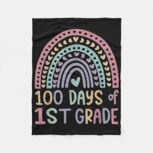 100th Day Of School 1st Grade 100 Days Smarter Fir Fleece Blanket