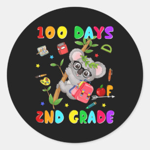 100th Day Of School 2nd Grade Koala Happy 100 Days Classic Round Sticker