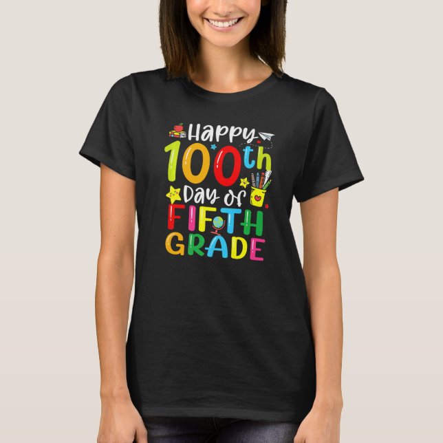 100th Day Of School 5th Fifth Grade Teacher Studen T-Shirt (Front)