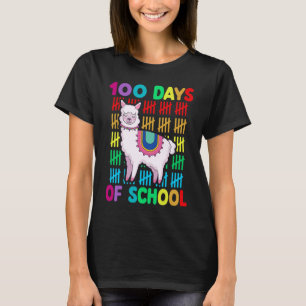100th Day Of School Animal llama Lover Happy 100th T-Shirt