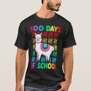 100th Day Of School Animal llama Lover Happy 100th T-Shirt