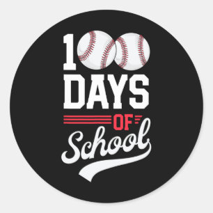 100th Day Of School Baseball 100 Days Kids Classic Round Sticker