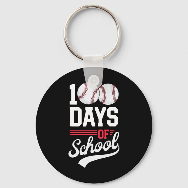 100th Day Of School Baseball 100 Days Kids  Key Ring (Front)