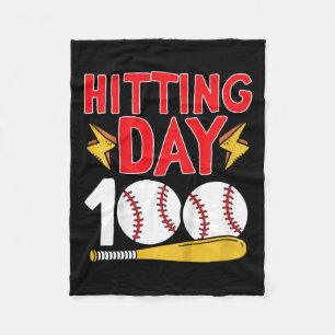 100th Day Of School Baseball 100 Days Of School Fleece Blanket