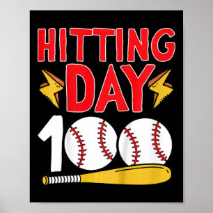 100th Day Of School Baseball 100 Days Of School Poster