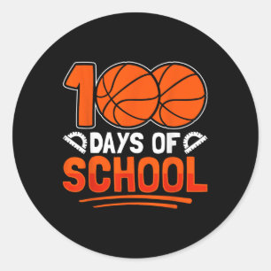 100th Day Of School Basketball 100 Days Of School Classic Round Sticker