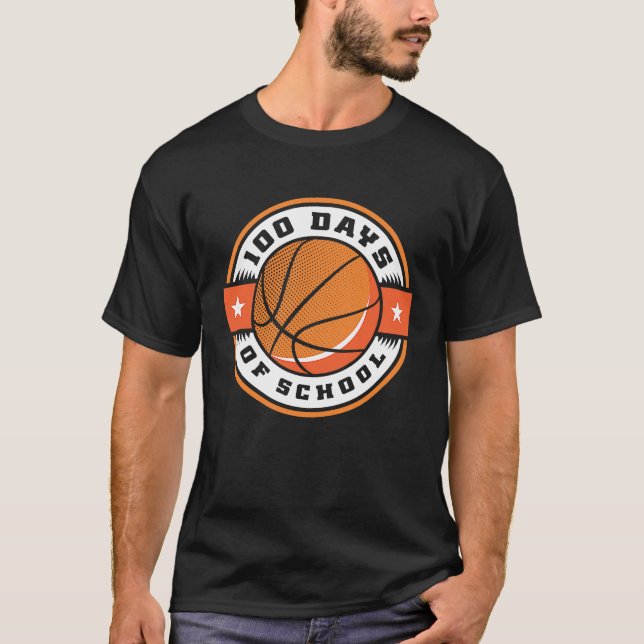 100th Day of School Basketball 100 Days Of School T-Shirt (Front)