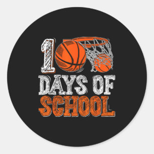 100th Day Of School Basketball Kids 100 Days Of Sc Classic Round Sticker