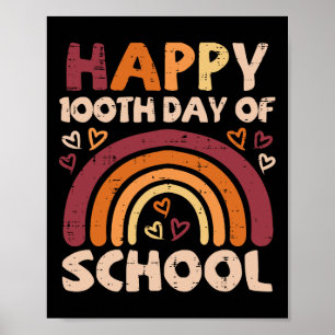100th Day Of School Black Rainbow 100 Days Teacher Poster