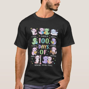 100th Day of School Bookish Axolotl Teacher Studen T-Shirt