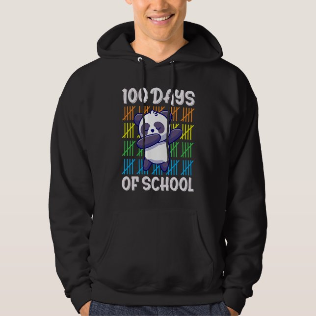 100th Day of School Boys Girls Kids  Dabbing Panda Hoodie (Front)