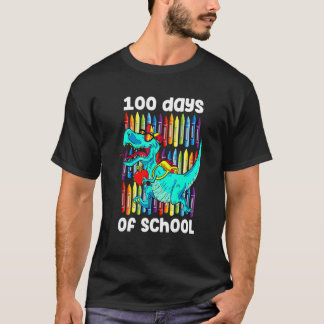 100th Day Of School Boys Kids Dino 100 Days Dinosa T-Shirt