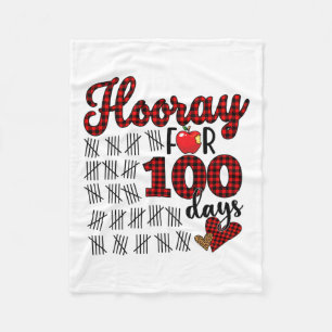 100th Day Of School Buffalo Plaid Hooray For 100 D Fleece Blanket