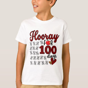 100th Day Of School Buffalo Plaid Hooray For 100 D T-Shirt