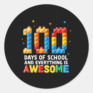 100th Day Of School Childrens Funny  Classic Round Sticker
