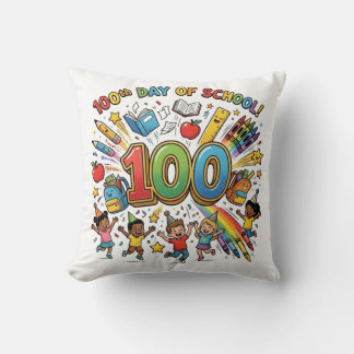 100th Day of School Colorful Celebration Design –  Cushion