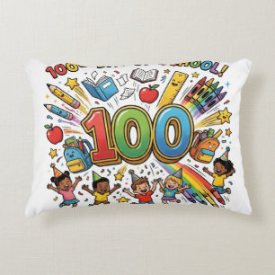 100th Day of School Colorful Celebration Design – Decorative Cushion