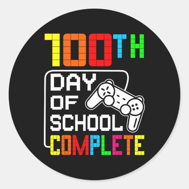 100th Day Of School Complete Video Game Students G Classic Round Sticker (Front)