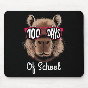 100th Day Of School Cool Capybara 100 Days Smarter Mouse Mat