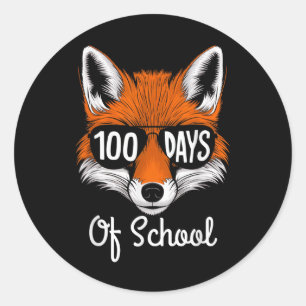 100th Day Of School Cool Fox 100 Days Smarter For Classic Round Sticker