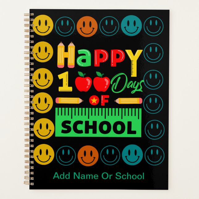 100th Day of School Cute Smile Face  Planner (Front)