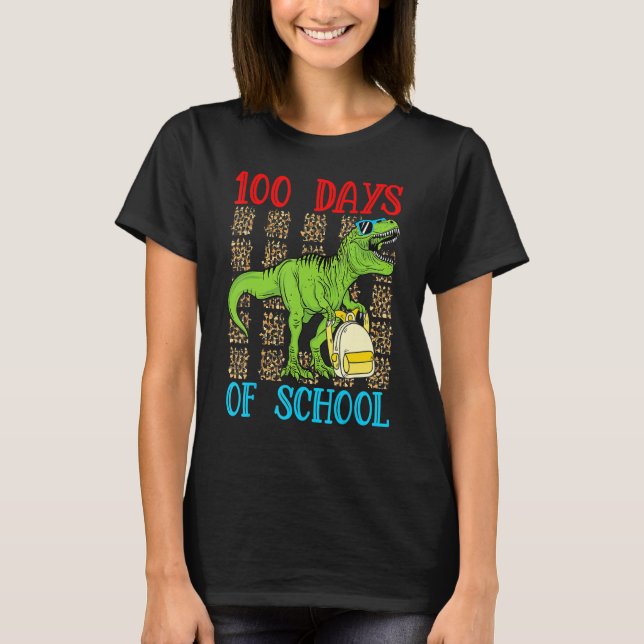 100th Day of School Dino Kids Happy 100 Days Dinos T-Shirt (Front)