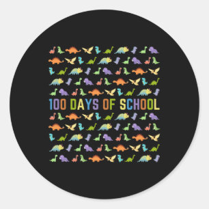 100th Day Of School - Dinosaurs - Easy 100 Days Of Classic Round Sticker