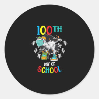 100th Day Of School Dinosaurs Mask Virtual Classic Round Sticker