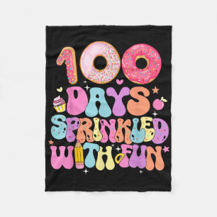 100th Day Of School Doughnut 100 Days Sprinkled Wi Fleece Blanket