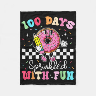 100th Day Of School Doughnut 100 Days Sprinkled Wi Fleece Blanket