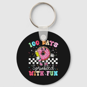 100th Day Of School Doughnut 100 Days Sprinkled Wi Key Ring