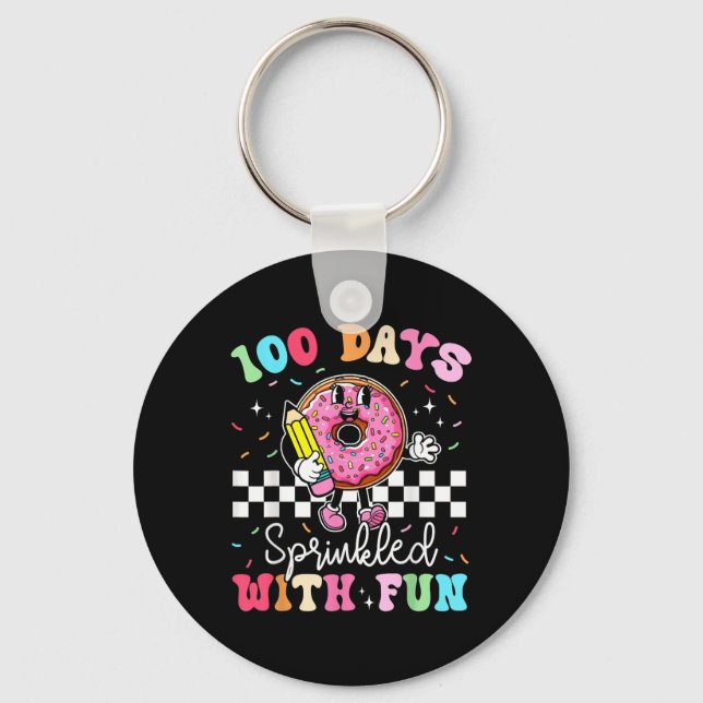 100th Day Of School Doughnut 100 Days Sprinkled Wi Key Ring (Front)
